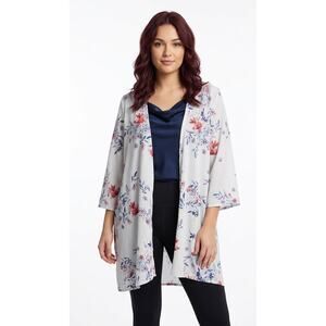 UNBRANDED Women's Floral Kimono ONE SIZE Blue Peach White Lightweight Summer